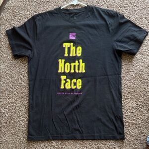 The North Face Black Tee with Yellow and Pink Accents